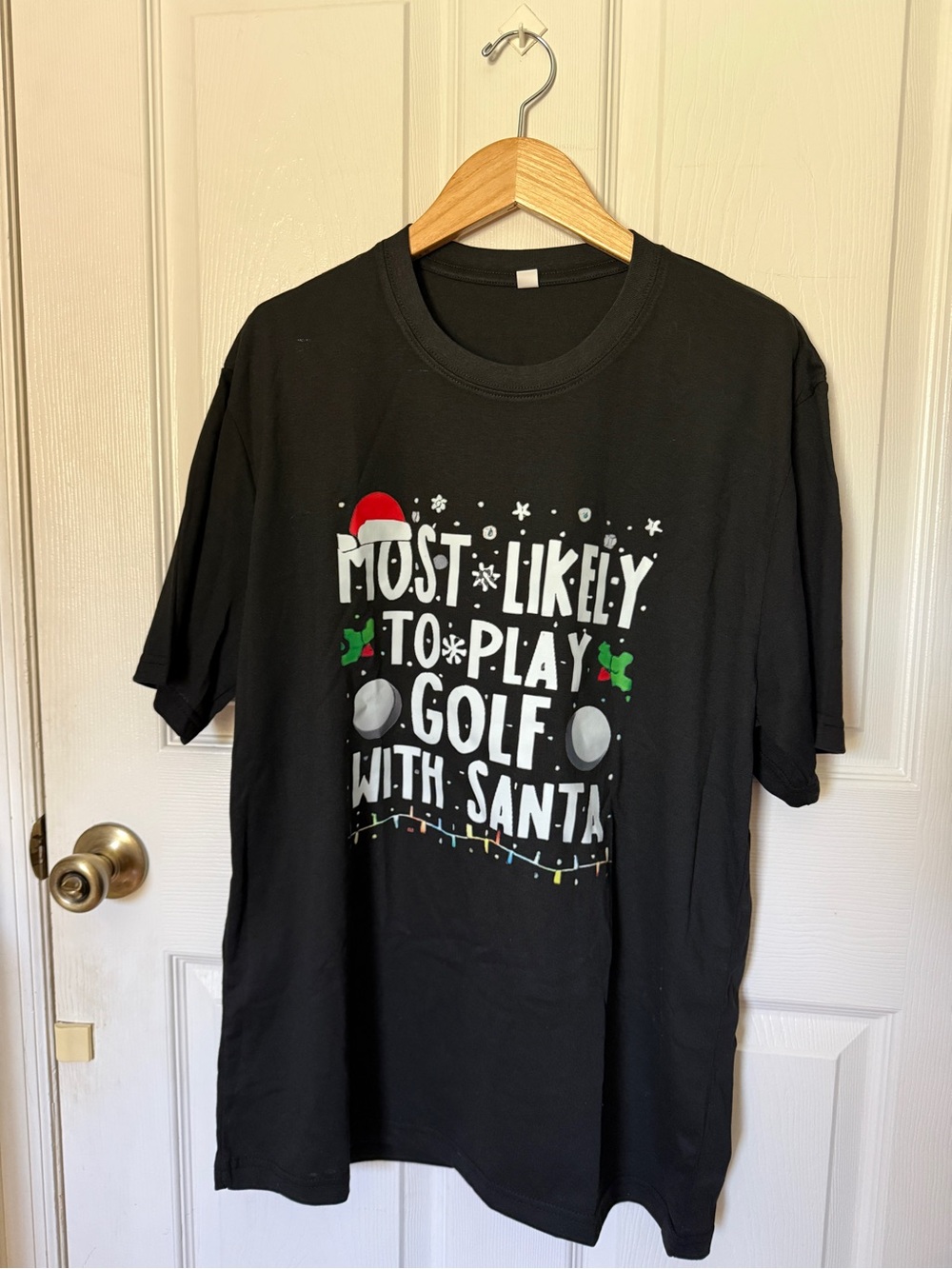 Holiday 'Most Likely to Play Golf with Santa' Holiday T-Shirt / Size L
